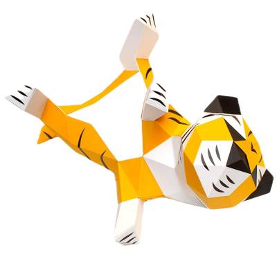 Trophée tigre en 3D BABIES / Papier recyclé / Jaune, Blanc et Noir / Agent Paper