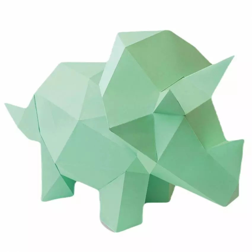 Trophée tricératops en 3D BABIES / Papier recyclé / Vert / Agent Paper