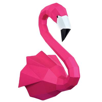 Trophée mural flamant rose en 3D ARMAND / Papier recyclé / Rose / Agent Paper