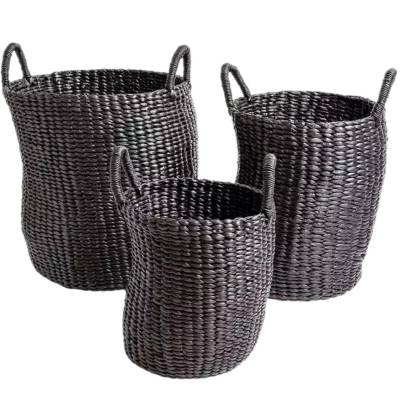 Lot de 3 paniers ORGANIC BASKET / 3 dimensions / Jacinthe Noir