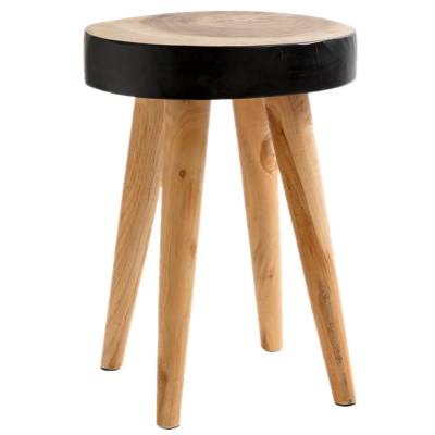 Tabouret ORGANIC - Bohème / Bois Recyclé Noir