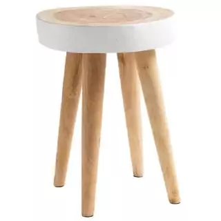 Tabouret ORGANIC STOOL - H 45 cm / Bois Recyclé / Blanc