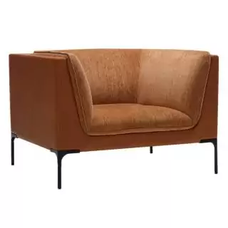 Fauteuil de salon FREJ / Tissu et Cuir / Cognac / Sits