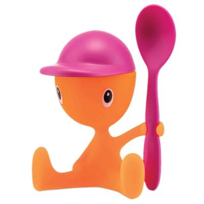 Coquetier avec salière et cuillère CICO / Résine thermoplastique / Rose / Alessi