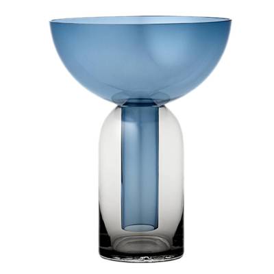 Vase TORUS / ø 15 cm / Verre / Bleu / AYTM