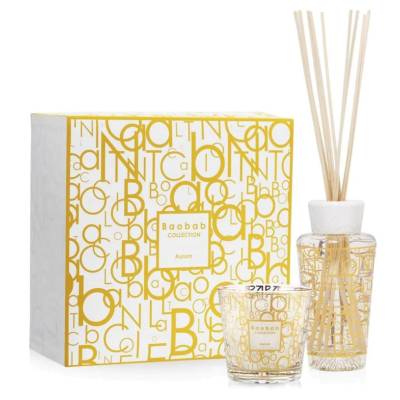 Coffret diffuseur et bougie AURUM - MY FIRST BAOBAB / Jasmin-Musc-Galbanum / Verre or / Baobab