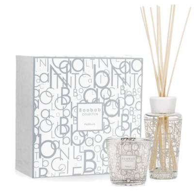 Coffret diffuseur et bougie PLATINIUM - MY FIRST BAOBAB / Pamplemousse-Ambre-Vétiver / Verre argent / Baobab