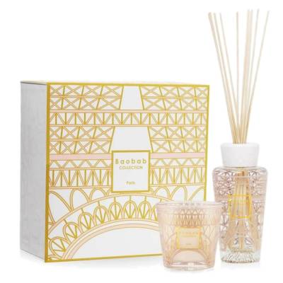 Coffret diffuseur et bougie PARIS- MY FIRST BAOBAB / Magnolia-Rose-Musc / Verre or et rose / Baobab