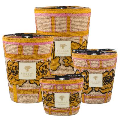 Bougie FRIDA DRAOZY DIEGO / Orchidée-Fleur de Sel-Ylang Ylang / 4 dimensions / Raphia jaune / Baobab