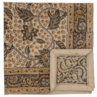 Serviette de table NILL / 45 x 45 cm / Coton / Beige - Orange - Marron / Bloomingville