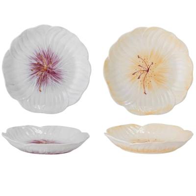 Assiette MIMOSA / ø 21 cm / Gres / Blanc - Jaune - Violet / Lot de 2 / Bloomingville