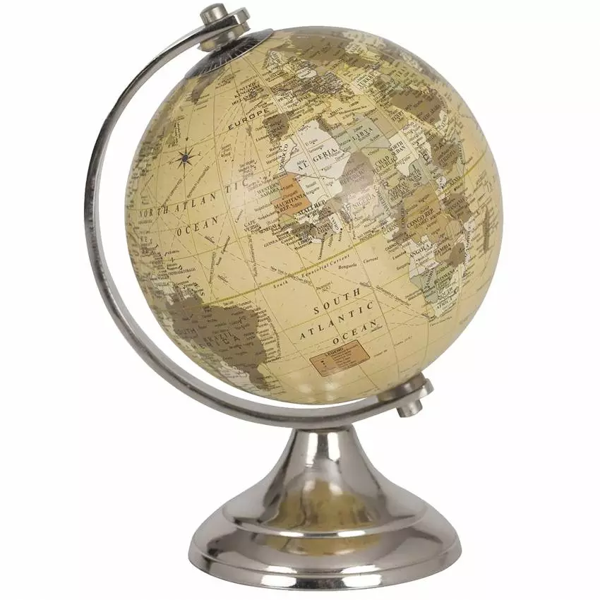 Objet Deco Globe Terrestre / H. 16 cm / Argent / Cozy Living