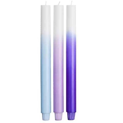 Lot de 3 bougies GRADIENT LONG / H 30 x Ø 2,5 cm / Bleu et Violet