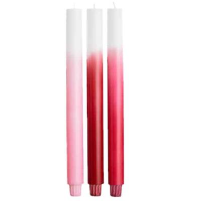 Lot de 3 bougies GRADIENT LONG / H 30 x Ø 2,5 cm / Rose et Rouge