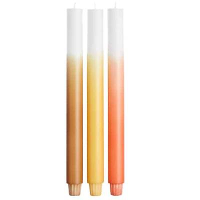 Lot de 3 bougies GRADIENT LONG / H 30 x Ø 2,5 cm / Orange, Jaune et Marron