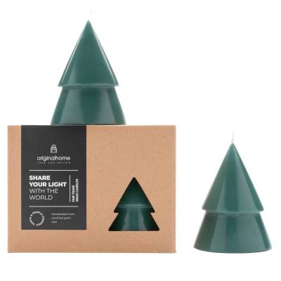 Coffret 2 bougies sapin de Noël XMAS TREE / H 10 x Ø 7,5 cm / Vert forêt