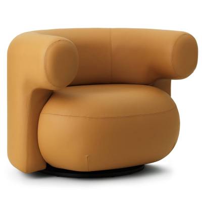 Fauteuil pivotant BURRA en cuir Jaune Moutarde / Normann Copenhagen