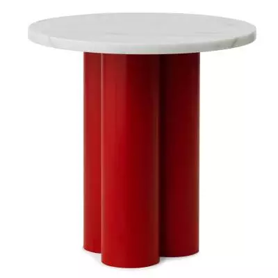 Table d'appoint DIT / Piétement Rouge / Plateau Marbre Blanc / Normann Copenhagen
