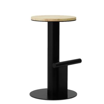 Tabouret de bar POLE / H. assise 65 cm / Bois de Pin et Métal noir / Normann Copenhagen