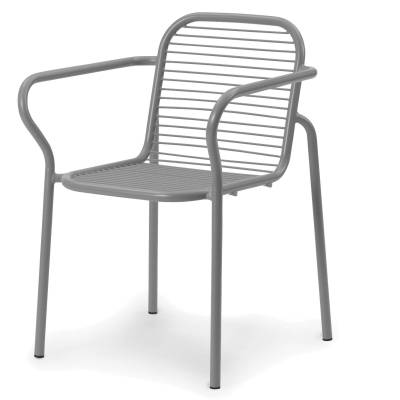 Chaise outdoor avec accoudoirs VIG / H. assise 46 cm / Métal / Gris / Normann Copenhagen