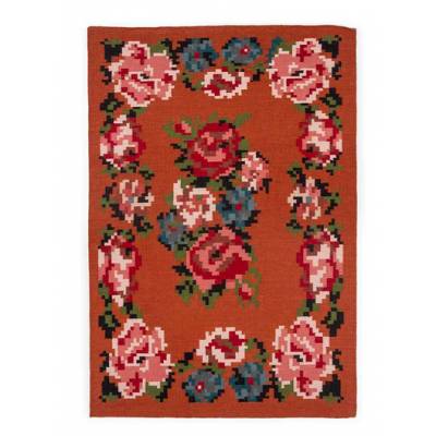 Tapis Fleuri BALTI SIENNE / 200 x 300 cm / Laine / Orange / Le Monde Sauvag