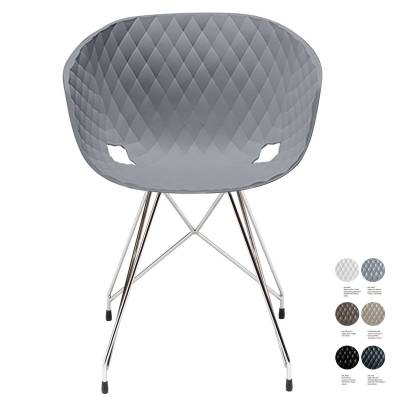 Fauteuil de salon UNI-KA 596 / Gris - Chrome / Et al.