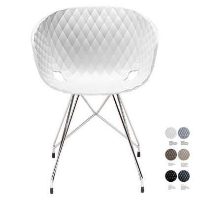 Fauteuil salon UNI-KA 596 / Blanc-Pied Chrome / Et al.