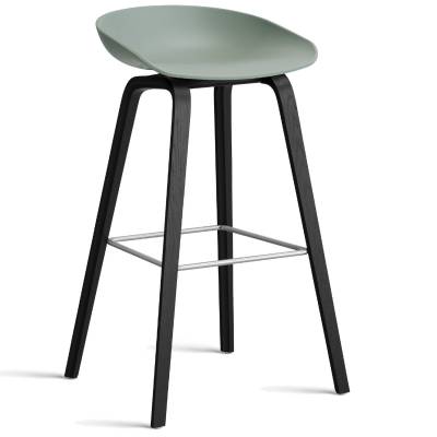 Tabouret de bar ABOUT A STOOL AAS 32 / Plastique et piètement bois - H 75 ou 65 cm