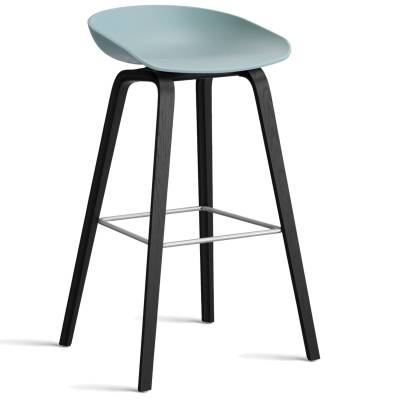 Tabouret de bar ABOUT A STOOL AAS 32 / Plastique et piètement bois - H 75 ou 65 cm