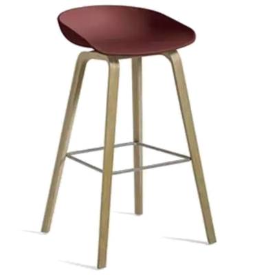 Tabouret de bar ABOUT A STOOL AAS 32 / Plastique et piètement bois - H 75 ou 65 cm