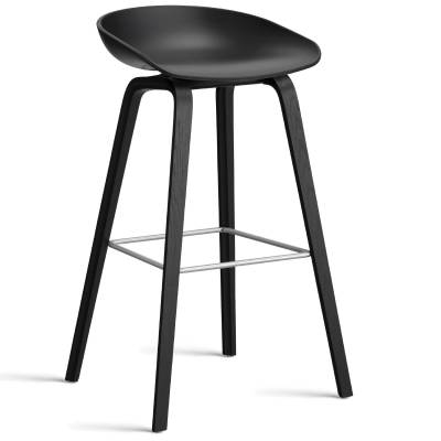 Tabouret de bar ABOUT A STOOL AAS 32 / Plastique et piètement bois - H 75 ou 65 cm