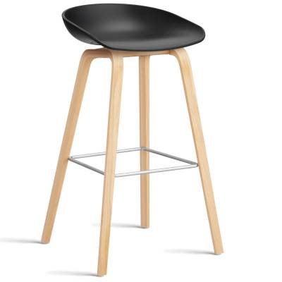 Tabouret de bar ABOUT A STOOL AAS 32 / Plastique et piètement bois - H 75 ou 65 cm