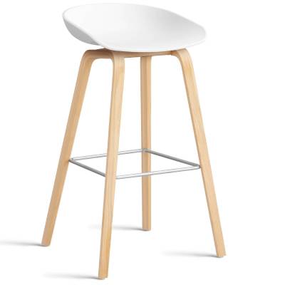 Tabouret de bar ABOUT A STOOL AAS 32 / Plastique et piètement bois - H 75 ou 65 cm