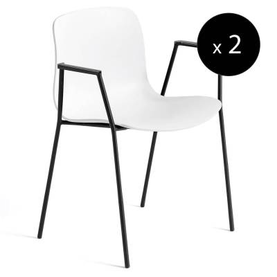 Chaise avec accoudoirs AAC 18 / Blanc et pieds noir