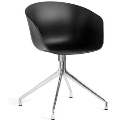 Fauteuil bureau AAC 20 noir / pieds aluminium poli - HAY