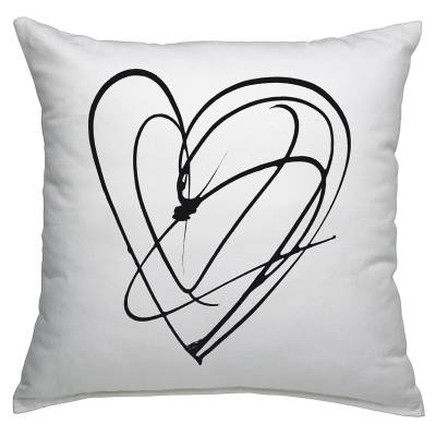 Petit coussin COEUR SOLITAIRE / Coton Blanc / 25x25 cm