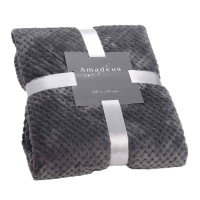 Plaid damier velours gris anthracite 130x170