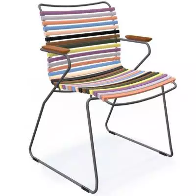 Chaise de jardin CLICK / H. assise 44,5 cm / Accoudoirs en bambou / Lamelles en Plastique / Multicolore / Houe