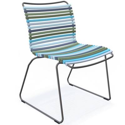 Chaise de jardin CLICK / H. assise 43,5 cm / Lamelles en Plastique / Bleu et Vert / Houe