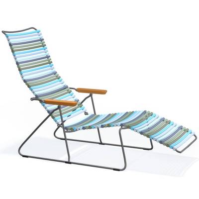 Bain de soleil CLICK / L. 1,69 m / Accoudoirs en Bambou / Plastique / Bleu et Vert / Houe