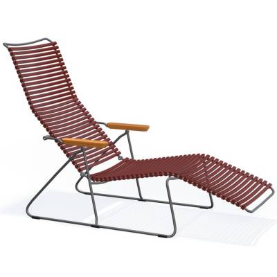 Bain de soleil CLICK / L. 1,69 m / Accoudoirs en Bambou / Plastique / Rouge Paprika / Houe