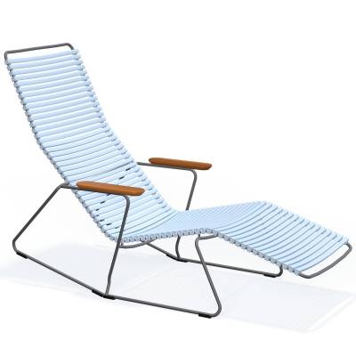 Chaise longue CLICK / L. 1,51 m / Accoudoirs en Bambou / Plastique / Bleu Clair / Houe