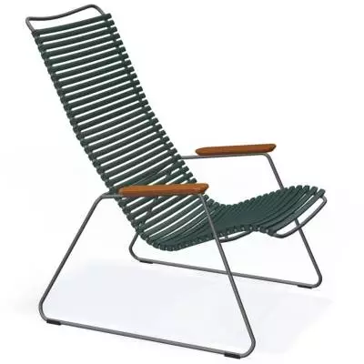 Fauteuil lounge CLICK / H. assise 37,5 cm / Accoudoirs en Bambou / Plastique / Vert Sapin / Houe