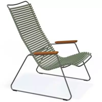 Fauteuil lounge CLICK / H. assise 37,5 cm / Accoudoirs en Bambou / Plastique / Vert Olive / Houe
