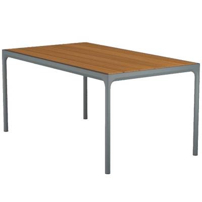 Table de jardin FOUR / L. 160 cm / Plateau bambou / Piètement Gris / Houe