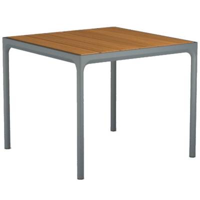 Table de jardin carré FOUR / L. 90 cm / Plateau bambou / Piètement Gris / Houe