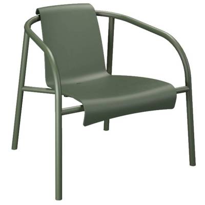 Fauteuil lounge de jardin bas NAMI / H. assise 36 cm / Plastique recyclé / Vert / Houe