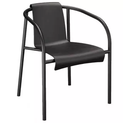 Chaise outdoor avec accoudoirs NAMI / H. assise 44,5 cm / Plastique recyclé / Noir / Houe