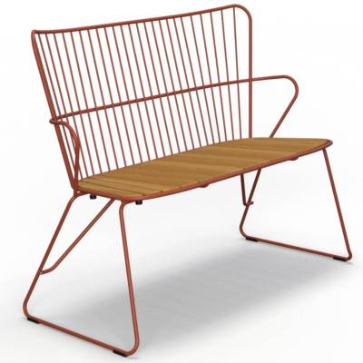 Banc outdoor PAON / L. 1,13 M / Métal Bambou / Rouge Paprika / Houe