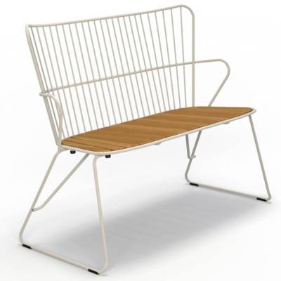 Banc outdoor PAON / L. 1,13 M / Métal Bambou / Blanc / Houe